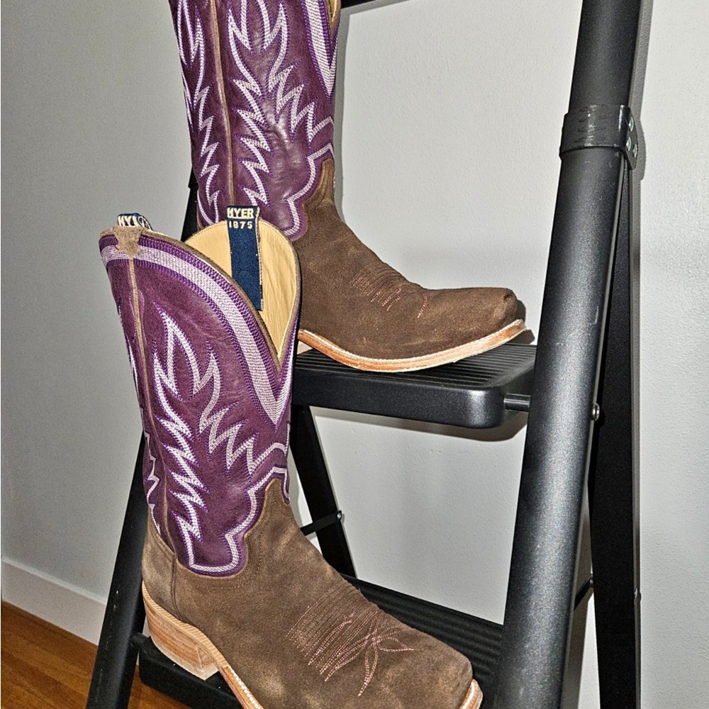 Men's Purple & Brown Western Boots - Picture 2 of 3